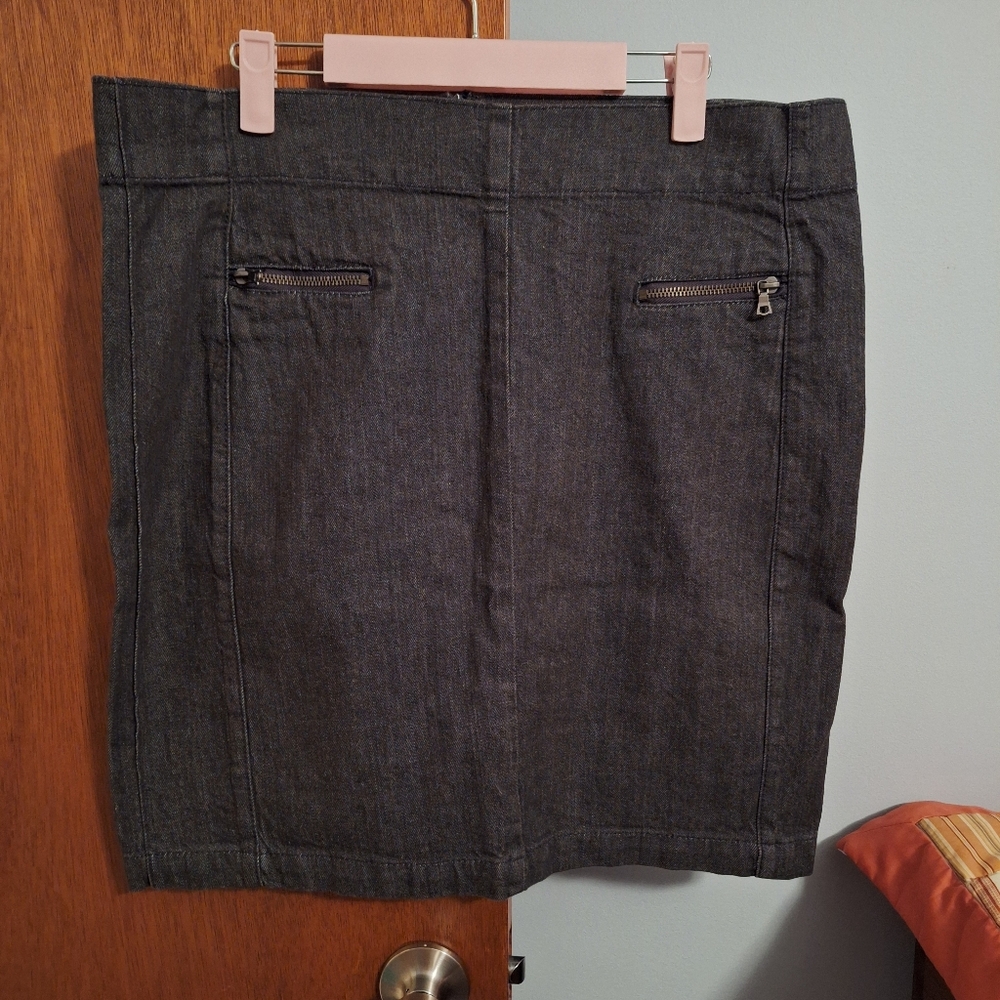 Final Price* Focus 2000 NWT Women's Black Denim Skirt Knee Length Size 14 Petite